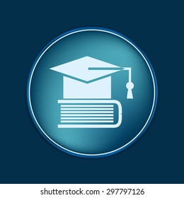 Graduate hat on the book. icon teachings. symbol of knowledge, college or high school