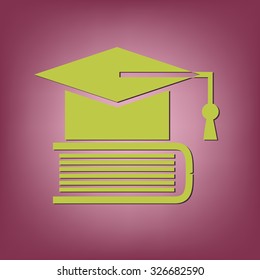 Graduate hat on the book. icon teachings. symbol of knowledge, college or high school