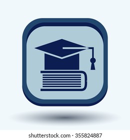 Graduate hat on the book. icon teachings. symbol of knowledge, college or high school