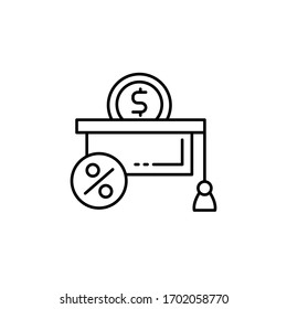 Graduate hat, percent, dollar icon. Simple line, outline vector elements of loan and investment for ui and ux, website or mobile application