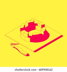 Graduate hat in shape of the fortress. Metaphor of power of education.