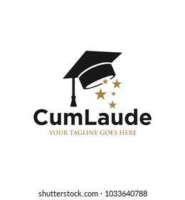 Graduate Hat and Star - Education Logo Vector Template