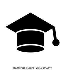 Graduate Hat Vector Glyph Icon For Personal And Commercial Use.
