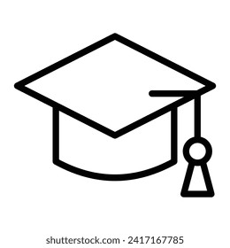 Graduate Hat Vector Line Icon Design