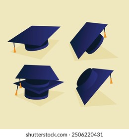 Graduate hats in different positions