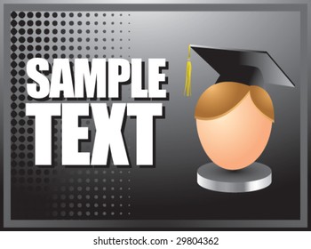 graduate head on black halftone background