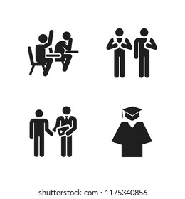 graduate icon. 4 graduate vector icons set. graduating, student and graduation icons for web and design about graduate theme