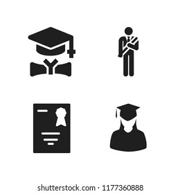 graduate icon. 4 graduate vector icons set. graduate girl, student and diploma icons for web and design about graduate theme