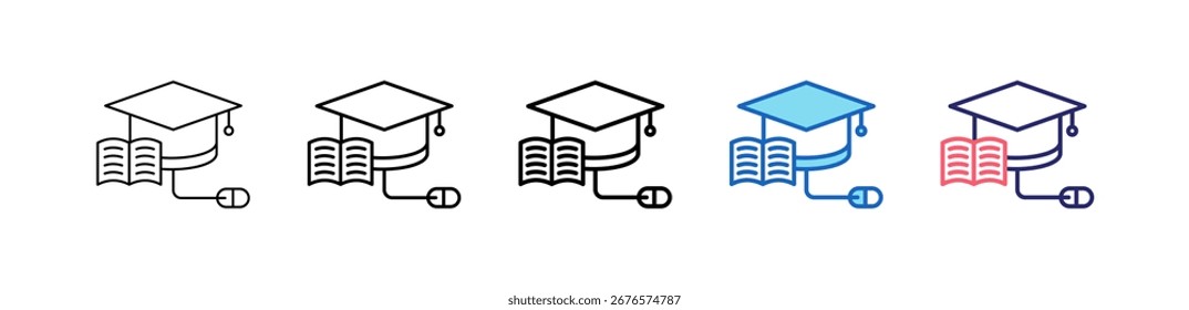 Ícone De Graduação Em 5 Estilos Diferentes Conjunto Coleção.