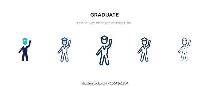 graduate icon in different style vector illustration. two colored and black graduate vector icons designed in filled, outline, line and stroke style can be used for web, mobile, ui