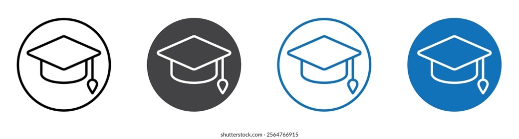 Graduate icon flat editable icon mark set.