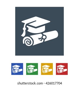 graduate icon isolated on white background. vector illustration icon
