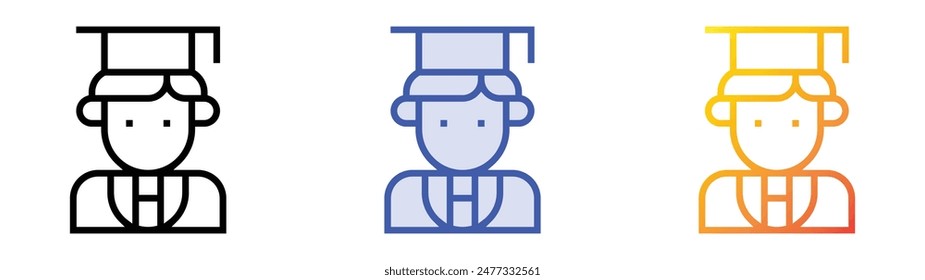 graduate icon. Linear, Blue Fill and Gradient Style Design Isolated On White Background