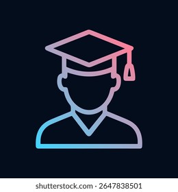 Graduate icon with mortarboard and academic dress. Icon symbol illustration