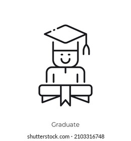 Graduate icon. Outline style icon design isolated on white background