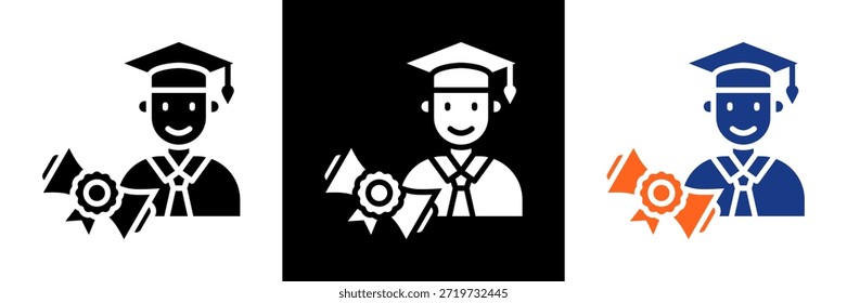 Conjunto de iconos de graduado Ilustración vectorial de glifos