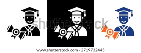 Graduate Icon Set Glyph Vector Illustration