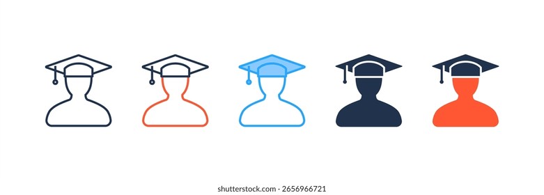 Conjunto de iconos de graduado colección de estilos múltiples