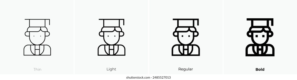 graduate icon. Thin, Light Regular And Bold style design isolated on white background