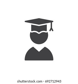 Graduate icon vector, filled flat sign, solid pictogram isolated on white. Symbol, logo illustration. Pixel perfect vector graphics