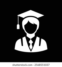 graduate icon vector illustration on black