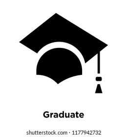 Graduate icon vector isolated on white background, logo concept of Graduate sign on transparent background, filled black symbol