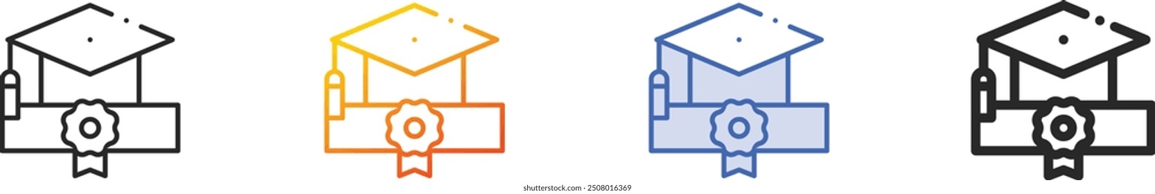 graduate icon.Thin Linear, Gradient, Blue Stroke and bold Style Design Isolated On White Background