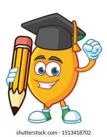 graduate lemon mascot character vector design