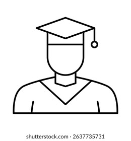 Graduate Line Icon. E-learning, Education, Teaching, Online Study Icons Editable Stroke Vector Illustration