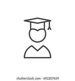 Graduate line icon, outline vector sign, linear style pictogram isolated on white. Symbol, logo illustration. Editable stroke. Pixel perfect vector graphics