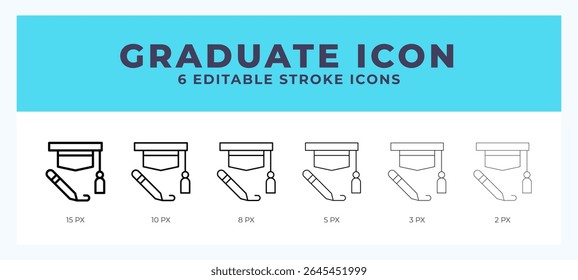 Graduate line icon. Vector icon symbol. Logo illustration. Editable line icon.
