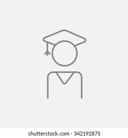 Graduate line icon for web, mobile and infographics. Vector dark grey icon isolated on light grey background.