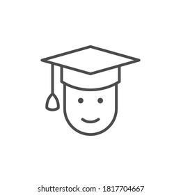 Graduate line outline icon or graduation sign