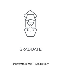 Graduate linear icon. Graduate concept stroke symbol design. Thin graphic elements vector illustration, outline pattern on a white background, eps 10.