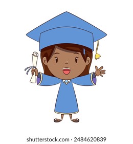 Graduate, little, girl, graduation, diploma, happy, cute, child