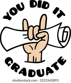 Graduate logo. Happy student sticker. Diploma celebration