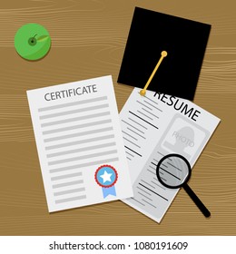 Graduate looking for job. Vector search job after education in university illustration