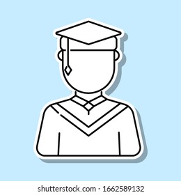 Graduate male avatars sticker icon. Simple thin line, outline vector of avatar icons for ui and ux, website or mobile application