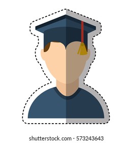 graduate man avatar character vector illustration design