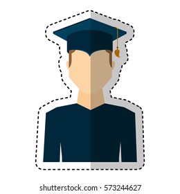 graduate man avatar character vector illustration design