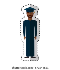 graduate man avatar character vector illustration design