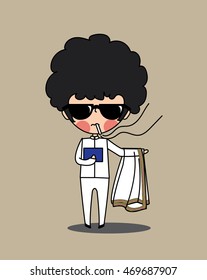 graduate man cartoon l, illustration and vector