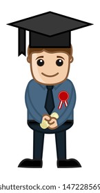 Graduate Man - Cartoon Office Vector Illustration