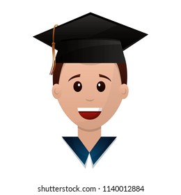 graduate man face with graduation hat
