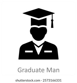 Graduate Man and graduation icon concept