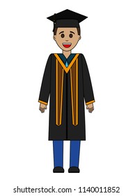 graduate man with graduation robe