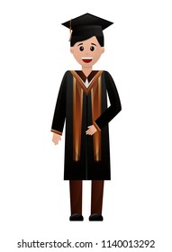 graduate man with graduation robe