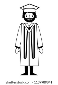 graduate man with graduation robe and cap