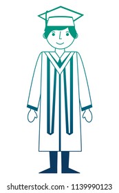 graduate man with graduation robe and cap