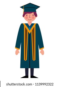 graduate man with graduation robe and cap